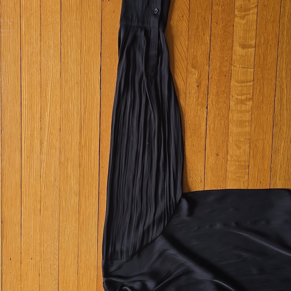 Sanctuary, Split V-Neck, Pleated Sleeve Blouse, Black, VGUC, Women's L - Picture 12 of 16